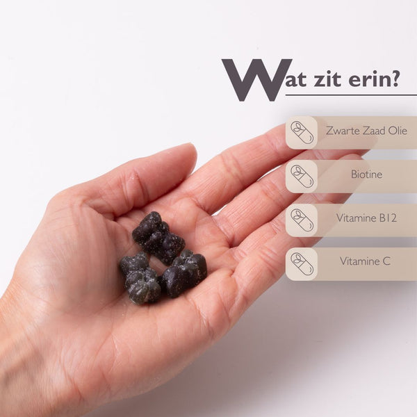 Een handvol Zwarte Zaad Gummies