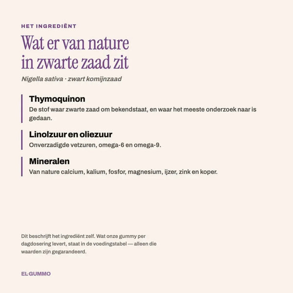 Ingredientenlijst van de Zwarte Zaad Gummies